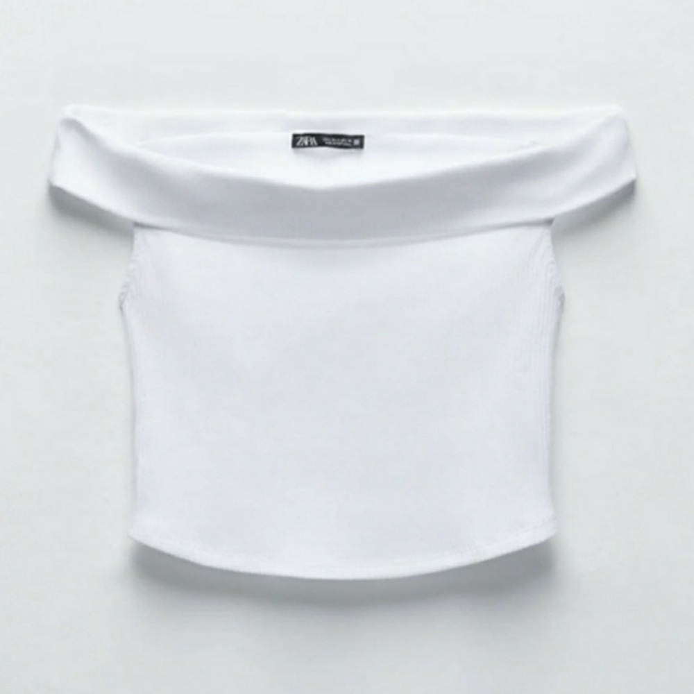 Zara Ribbed Cropped Off Shoulder Top